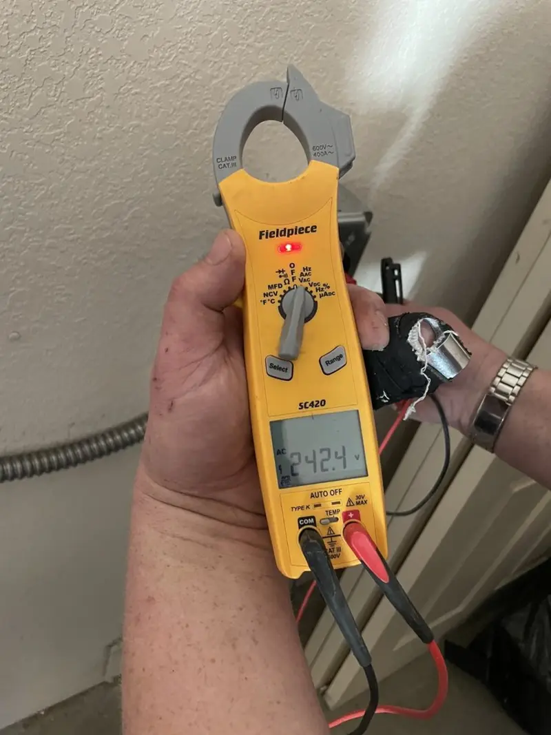 Voltage testing with clamp meter during Hot Tub / Pool Electrical Wiring in Spotsylvania Courthouse
